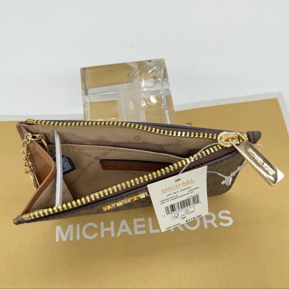 Michael Kors Small TZ Coinpouch w/ID Leather Rich Brown - Picture 4 of 5